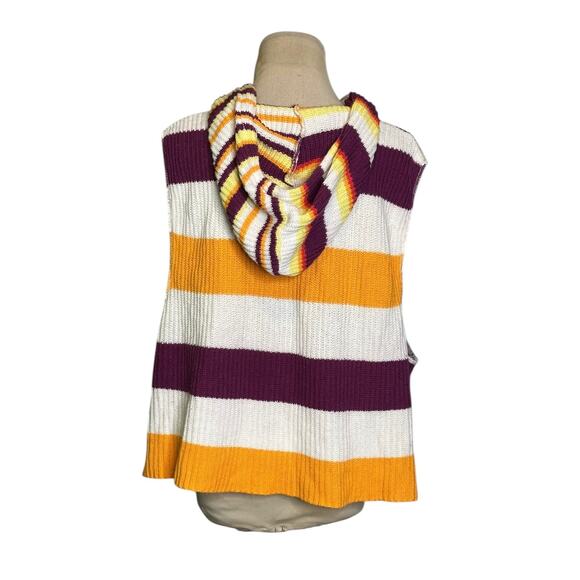 BDG colorful vibrant striped slouchy knit hoodie sweater Vest Size XS - Picture 2 of 14